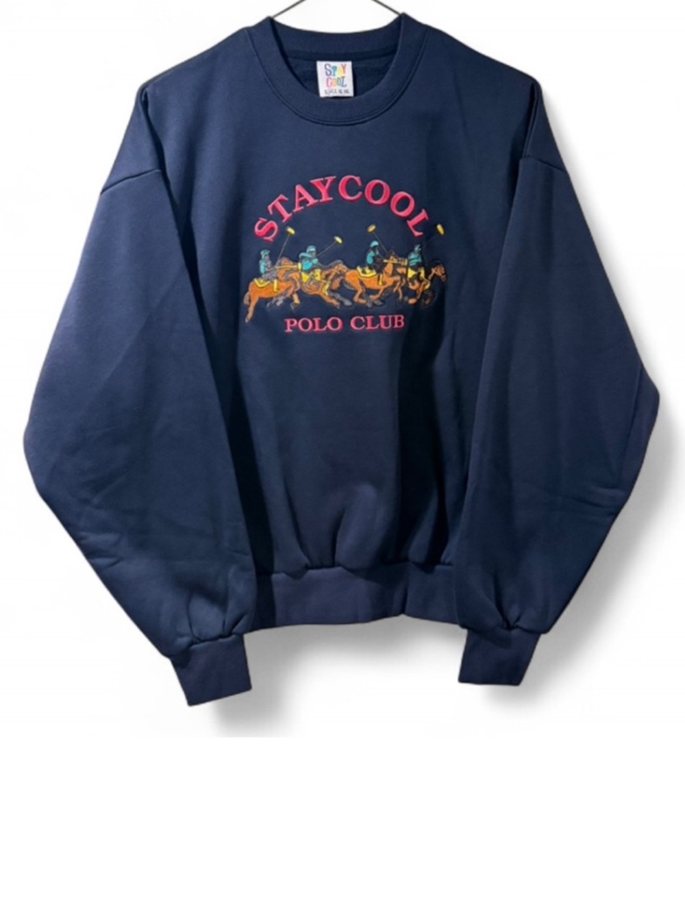 VTG Design Men’s STAYCOOL Embroidered Polo Club Design Crew Sweatshirt Size M